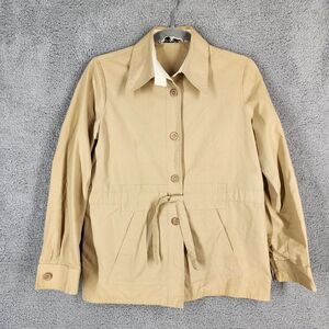 Vintage Roth-Le Cover Tan Button-Up‎ Shirt Waist Tie Women's Size Medium Poland